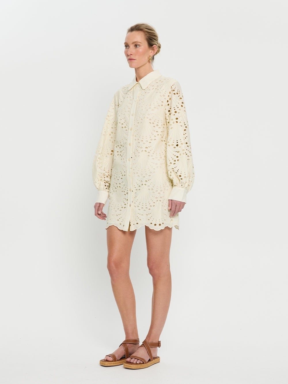 Kivari Cream Eyelet Piper Mini Dress Size 8